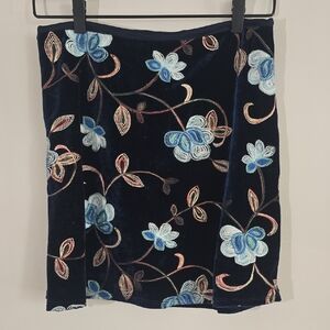 Miami Floral Embroidered Velvet Mini Skirt